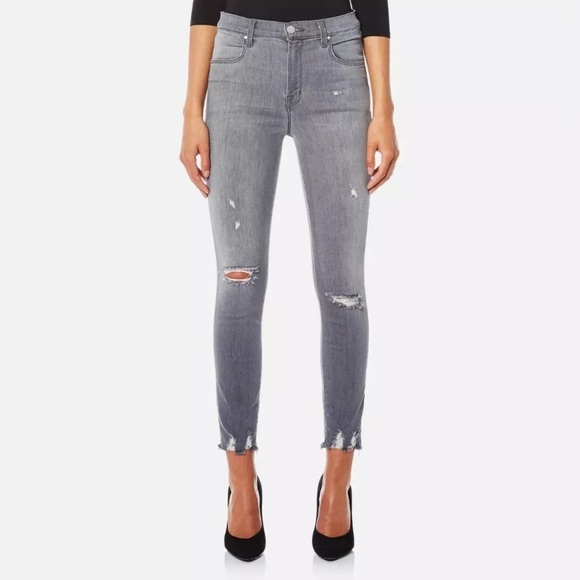 J Brand Alana Provocateur Destruct High Rise Crop Skinny Jeans Gray Size 27 - Picture 1 of 16